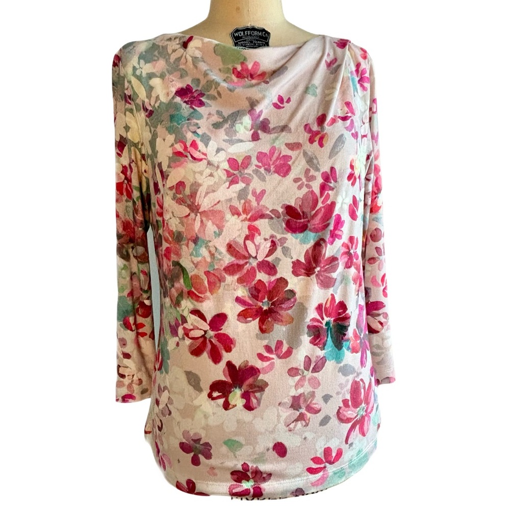 St John Pink Floral Print Women's Top